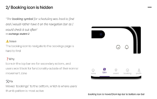 Booking icon moved from top bar to bottom navigation