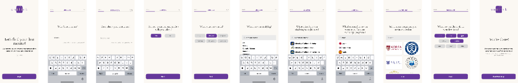 Onboarding high-fidelity screens